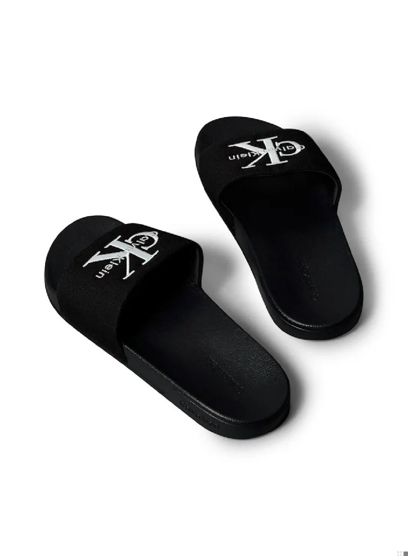 CALVIN KLEIN Triple Black Nemo - Canvas Signature Logo Sliders for Men | Best Price UAE
